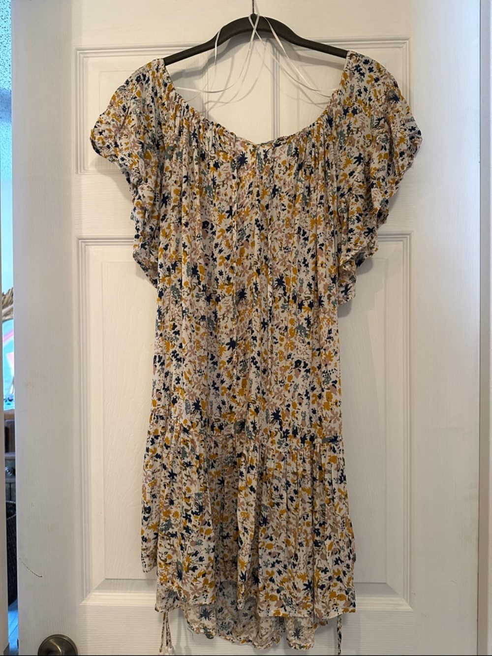 Floral Off-Shoulder Ruffled Women’s Top - White & Mustard